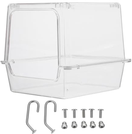 SHINEOFI Hängende Vogel badewanne aus Dickem Auslaufsicheres Badehaus für Papageien und Kleine Vögel Transparente Badewanne zum Beobachten Multifunktional als Futterbox Geeignet