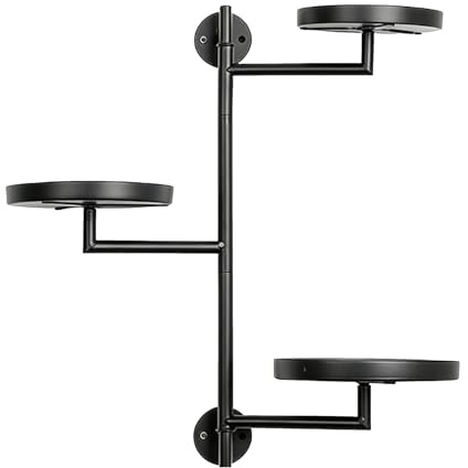 CHICIRIS Soporte Giratorio para Plantas, Estante de Pared de Metal de 3 Niveles para Macetas con Rotación de 180 Grados, Recubrimiento en Polvo Negro para Decoración del Hogar (3 bandejas)