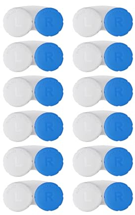 YKuzLx 12 Pack Contact Lens Case, Portable Contact Case for Travel Outdoor Home Office Dormitory and Daily Use,Colorful(White+Blue)