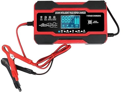Nass-Trocken-Blei-Säure-Batterie-Impulsreparatur 12V 10A / 24V 5A Digitalanzeige-Batterieladegerät Vollautomatisches Autobatterie-Ladegerät Leistungsstarkes Schnellladegerät