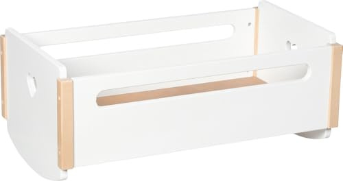 goki 51432 - Puppenwiege Herz, 52,2 x 30,3 x 22 cm, weiß & Natur, Holz-Puppenbett mit Schaukelkufen