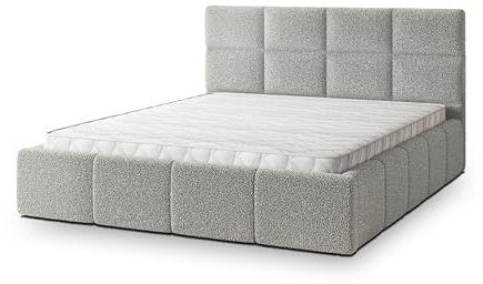 Masseno Polsterbett Como Q 120x200 cm, Doppelbett, Bettkasten, Stauraum, Lattenrost Und Kopfteil - Hellgrau, Quelle 83