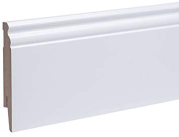 Leiste24 Fußleiste Berliner - Hamburger Profil 120 x 17 x 2.400 mm Weiss | stabiler MDF-Kern | integrierter Kabelkanal und Clipfräsung |Sockelleisten weiß 120 mm