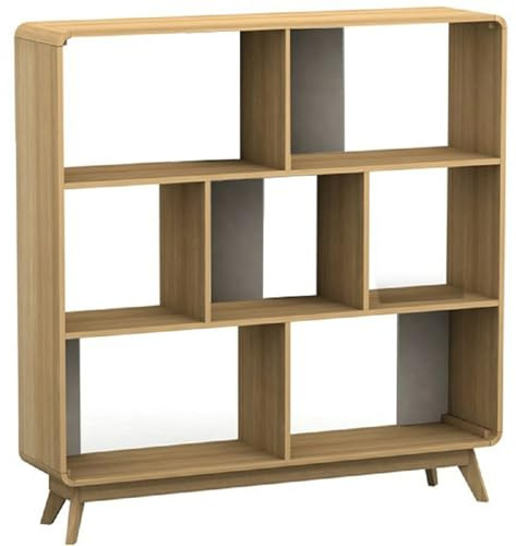 DHP Furniture Cassie Bücherregal in Eicheoptik, 122 x 29 x 126 cm, Standregal aus Holzwerkstoff