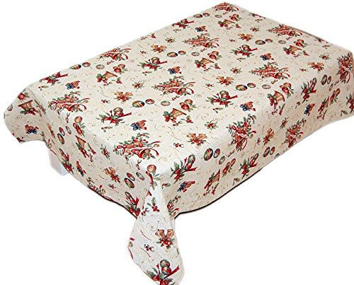 Hossner Boucle Tischdecke Gobelin Weihnachten Beige Weihnachtsdecke (130 x 220 cm)