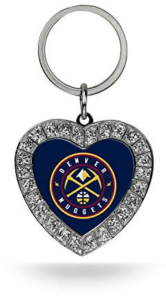 Rico Industries NBA Denver Nuggets Schlüsselanhänger aus Metall mit Strass-Herz