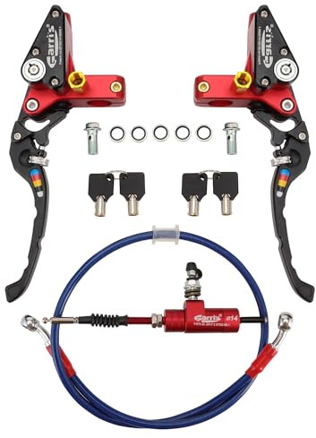 WOOSTAR Pompa Frizione Idraulica Moto con CNC Leve Freno con Cavo Acceleratore Sostituzione per Suzuki GSX650F CR250 Dirt Pit Bike Rosso