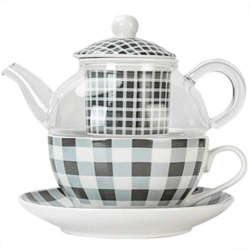 UMITEASETS – Juego de té para uno – Juego de té de porcelana y cristal para uno