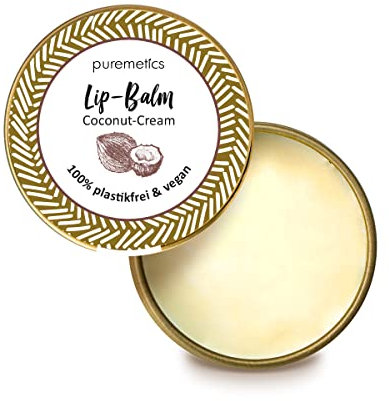 puremetics Zero Waste Lip Balm “Coconut Cream“ (10g) | 100% vegan & plastikfrei | Lippenpflege | ohne Plastik | wiederverwendbarer Weißblech-Tiegel