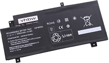 vhbw 1x Batterie Compatible avec Sony Vaio SVF15AA1QM, SVF15A1Z2ES, SVF15A1Z2EB Ordinateur Portable (3600mAh, 11,1V, Li-ION) - Puce d'information