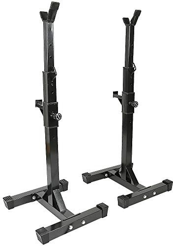 Verstellbarer Kniebeugeständer mit Sicherheitsablagen, in Breite und Höhe verstellbare Hantelablage, Squat Rack mit Langhantelständer, mit Dip-Griffen, bis 150kg belastbar