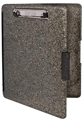 Dexas Slimcase Lot de 2 porte-blocs en plastique avec rangement et ouverture latérale, fournitures de bureau pour organiser, transporter et ranger, support A4, idéal pour les infirmiers, gris granit
