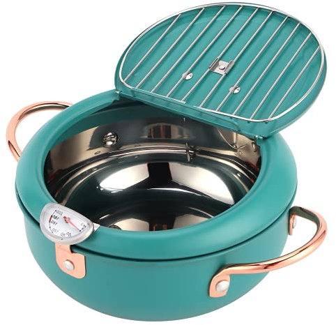 Poêle à frire Tempura avec thermomètre et égouttoir à huile Poêle à frire japonaise en acier inoxydable pour cuisinière à induction, pour faire frire des frites de poulet Frire du poisson