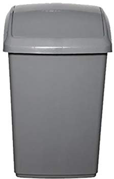 RTS Large Plastic Bullet & Swing Top Bin Rubbish Trash Waste Garbage Recycle Can Bins With Lid For Kitchen Home Garden Office Green Silver Cream Black 10,30,50 Litres (Silver, 10 Litre Swing Bin)