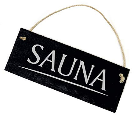 Schild Schiefertafel - SAUNA - Schiefer Dekoschild graviert Türschild 22x8cm