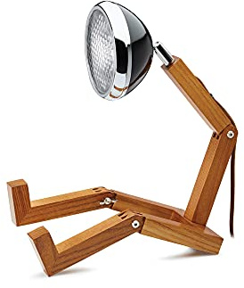 Mr Wattson's Original Tischleuchte, handgefertigt, verstellbare LED-Nachttischlampe + Schreibtischlicht, 15,5 x 18–40 cm, Schwarz