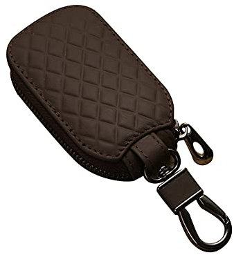 Leder Autoschlüsseletui, Asudaro Auto Schlüsselanhänger Tasche Schutz Auto-Schlüsseltasche Schlüsseletui Schlüsselmäppchen mit Metallhaken Autoschlüssel Brieftasche für Frauen und Männer,Kaffee 2