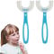 Fkxczn 2 Stück All Rounded Kinder U-Form Zahnbürste, 360° Mundzahnreinigungszahnbürste, mit Silikonbürstenkopf Whitening Massage Zahnbürste U-Typ Zahnbürste für Kinder 6-12 Jahre alt（blau）