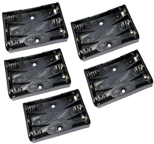 AERZETIX - C52739 - Juego de 5 Cajas/portapilas/Cargador/Soporte para 3 Pilas AAA 1.5V - 52x37x13mm - en plástico