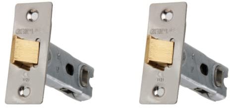 UAP 65mm Tubular Door Latch with Square Corners - 2-Pack Stainless Steel Internal Door Lock Set with Strike Plate & Fittings for Home, Office & Commercial Use (2 Pack, 65mm, Satin Stainless)