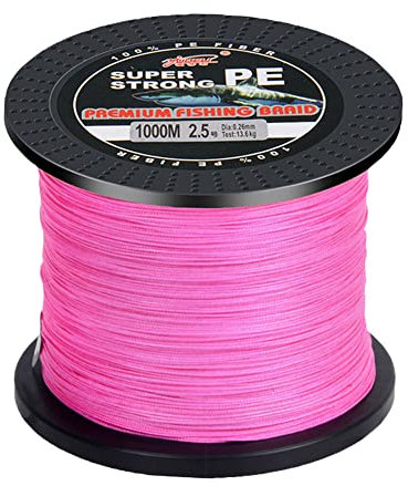 L SERVER Filo Trecciato da Pesca 1000m 4 Intrecciato Filo da Pesca PE Anti-morso Mare Pesca Lenza Esca Lenza da Pesca 4.8-45kg, Rosa Rossa, 9.0 (0.55mm/45.0kg)