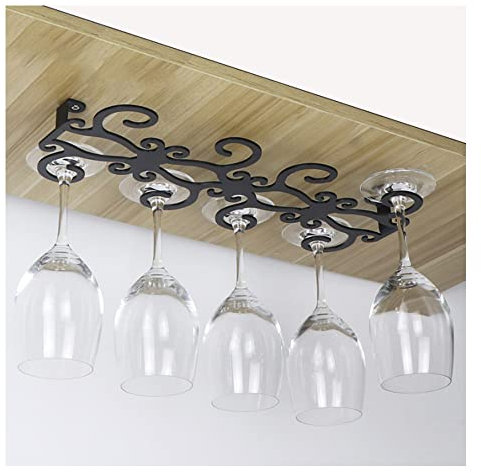 Primst Wine Glass Holder, Metal Wine Glasses Rack Under Shelf & Cabinet, Hanging Stemware Rack Organizer for Bar Kitchen (8 Slots)