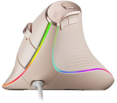 Nulea M504 Wired Vertical Mouse, USB Ergonomic Optical Mouse with 4 Adjustable DPI, 11 RGB Backlight Modes, Compatible for Laptop, PC, Desktop, Mac, Pink