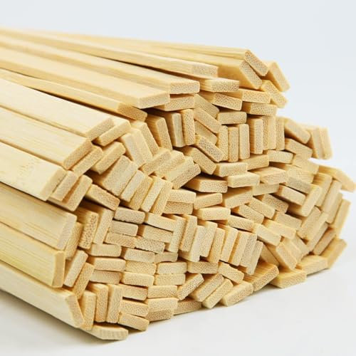 Mbsomnus 150 Stück Holzleisten 40 cm Holzstäbe zum Basteln Bambus Natürliche Extra Lange Holzstäbe Stabile Holzlatten Rechteckige Holzstab für DIY Bastelprojekte