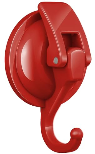 SOCONT Suction Cup Hooks for Shower, Heavy Duty Vacuum Shower Hooks for Inside Shower, Flame Red Plished Easy to Install Super Suction for Kitchen Bathroom Restroom,1 Pack