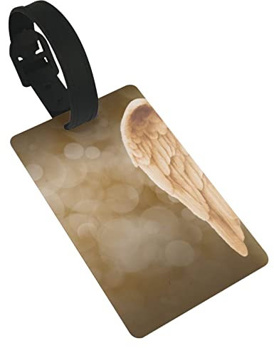 Golden Angel Wings 2 uds. Etiquetas de equipaje, cubierta de privacidad, lazo de etiqueta de identificación y tarjeta de dirección para bolsa de viaje, maleta
