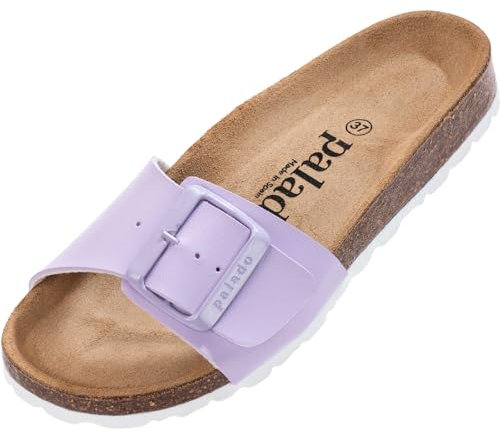Palado Pantoletten Damen Malta EGS Matt – bequeme Sandalen Made in Spain - Hausschuhe mit dämpfendem Kork-Fußbett - modische Sommerschuhe Flieder UK5,5 - EU38