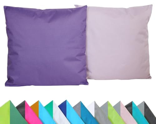 JACK 2er Set Wende Outdoor Kissenhülle Kissenbezug 2-farbig 45x45cm Wasserfest Lounge Kissen Garten Stuhl Lotus Effekt, Farbe:Flieder - Lila
