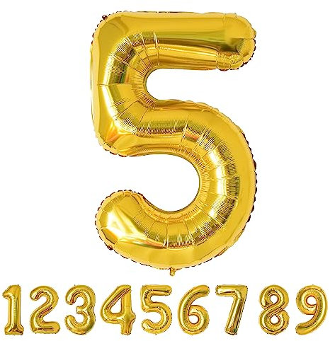 Geburtstag zahlen luftballon 5 jahre Folienballon Kindergeburtstag Deko Gold-Mädchen Junge Geburtstag 5 jahr 40 - 101cm Folienballon 5 jahre Geburtstags deko-fliegt mit Helium