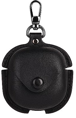 Custodia in pelle compatibile con Samsung Galaxy Buds 2 Pro/Galaxy Buds 2/Galaxy Buds Pro/Galaxy Buds Live, custodia protettiva con portachiavi, simpatica custodia per auricolari Galaxy Earbuds (nero)