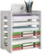 Schreibtisch-Organizer aus Holz, A4, Papier-Briefablage, Schreibtisch-Aktenhalter, Dokumentenregal, Schreibtisch-Organizer für Heimbürobedarf (js05-2, weiß)
