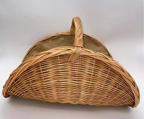 XL Kaminholzkorb aus Weide mit Jute 60 cm, Kaminkorb Holzkorb Weidenkorb