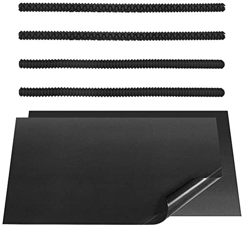 Geieold 4 PièCes Noir éTagèRe de Four Silicone Rack Guard + 2 PièCes Tapis de RevêTements de Four AntiadhéSifs pour Garder le Four Propre et ProtéGer