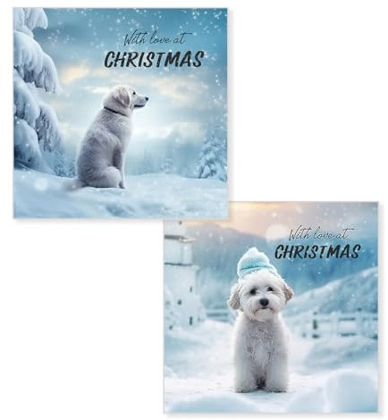 Papa Prints® Packungen Weihnachtskarten mit Umschlägen Weihnachtskarten 24 Stück (145 x 150 mm) Westie Weihnachtskarten 2024 Westie Weihnachtskarten Pack