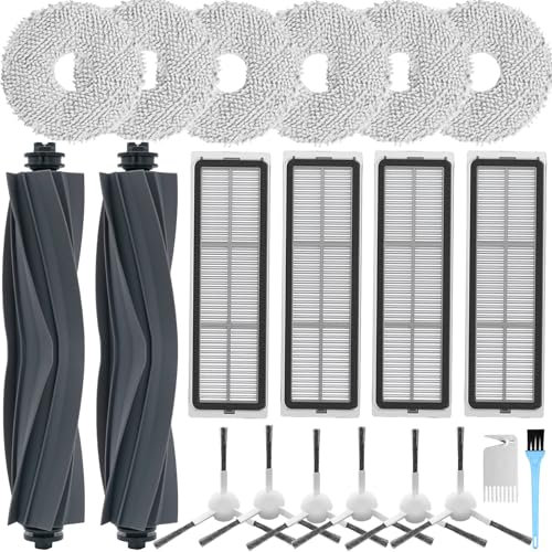 AiLomey Zubehör für Dreame L10s Ultra / L10s Pro / L10 Ultra, Ersatzteile für Xiaomi X10+ Staubsauger, 2 Hauptbürste, 4 HEPA-Filter, 6 Wischtücher, 6 Seitenbürsten