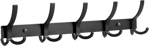 Optish 1 Stück Garderobenhaken mit 15 Haken, Kleiderhaken wand für Schlafzimmer Bad Küche, Hakenleiste Garderobe für Jacken, Mäntel, Taschen, Hüte und Schals bieten (Schwarz)