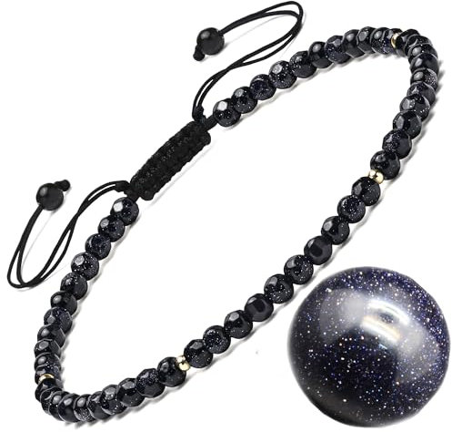 Apocalyptic-K Bracelet de cheville pour femme en argent sterling 925/doré, 4 mm, pierre naturelle, tissé à la main (taille réglable), 34 centímetros, Pierre, Agate Tourmaline