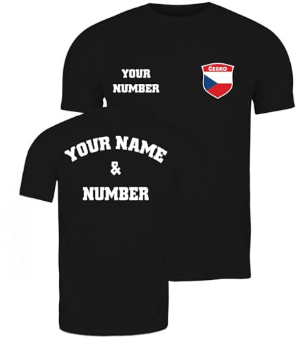 lepni.me Personalisiertes Herren-Fußballtrikot Tschechien T-Shirt | Name und Nummer | Tschechische Flagge Abzeichen |Fußball-Europameisterschaft (XL Schwarz Mehrfarben)