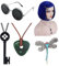 JinYu Blaue Perücken mit Bangs Knopf Augen Brille für Frauen Kurze Bob Perücke Cosplay Kostüm Halloween (set1)