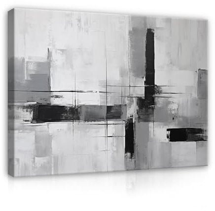 WallArena - Leinwand Bilder Abstrakt - 120x80 cm Leinwandbilder - Bild auf leinwand - Wandbild XXL groß Wandbilder für Wohnzimmer Schlafzimmer Wohnzimmerbilder Modern - Geometrisch Kunst Grau