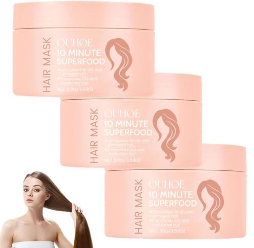 Glimmer 10-Minute Vitamin-Infusion Hair Mask, Glimmr Hair Mask - 10 Minute Superfood Hair Mask, Glimmer Hair Mask, Glimmr Hair Mask for Thicker, Fuller, Softer Hair (3Pc)