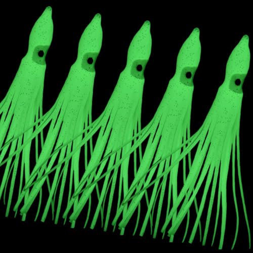 VURYAPI 5 Stück Gummifische Angelköder für Forelle Zander & Barsch, Octopus Kunstköder Angelausrüstung Gummiköder Angelsets Jigs Head mit Haken, Tintenfisch Angelköder