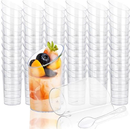 LDXDRU Lot de 150 verrines plastiques 75 ml, verrine plastique aperitif, mini gobelets à dessert, Verres à dessert, accessoires de buffet - Pour amuse-bouches, desserts et mousses
