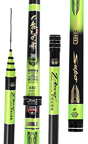 TUANZUN Teleskoprute,Angelrute,Fishing Stipprute Teleskop-Angelrute 28 einstellbar 3.6-7,2 m Carbon Ultra-Light Ultra-Harte Wettkampfversion von Schwarz(10m)
