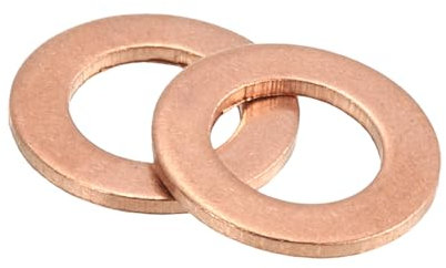 sourcing map 60Pcs M8 Flat Washer, Copper 8mm ID x 14mm OD x 1mm Thick for Bolt Screw, Factories Repair, Kitchens, Shops, and Outdoor Construction, Red