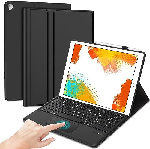 JADEMALL Tastiera avec Trackpad per iPad Pro 12,9 2017/2015(1st/2nd Gen), Italiana QWERTY Tastiera Bluetooth Staccabile con Touchpad per iPad Pro 12.9 2017/2015, Nero